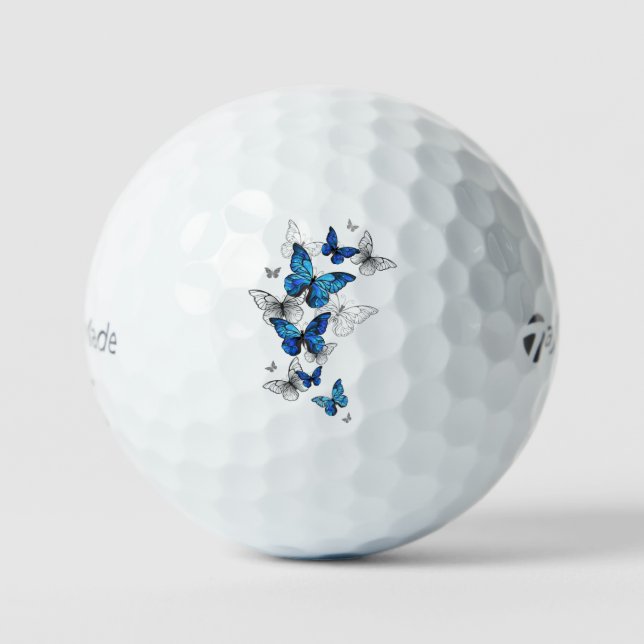 Blue Flying Butterflies Morpho Golfball (Vorderseite)