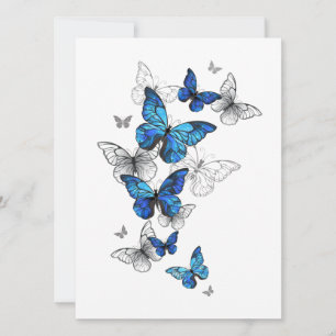 Blue Flying Butterflies Morpho Hinweiskarte