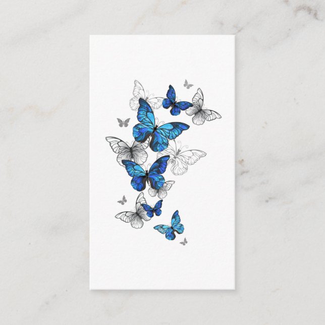 Blue Flying Butterflies Morpho Hinweiskarte (Vorderseite)