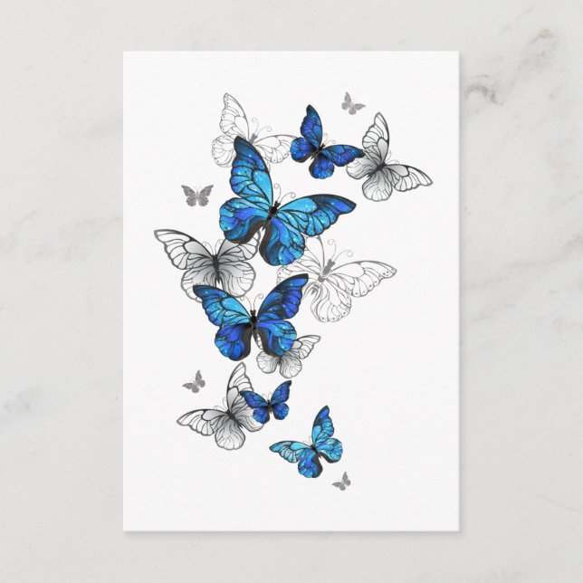 Blue Flying Butterflies Morpho Hinweiskarte (Vorderseite)