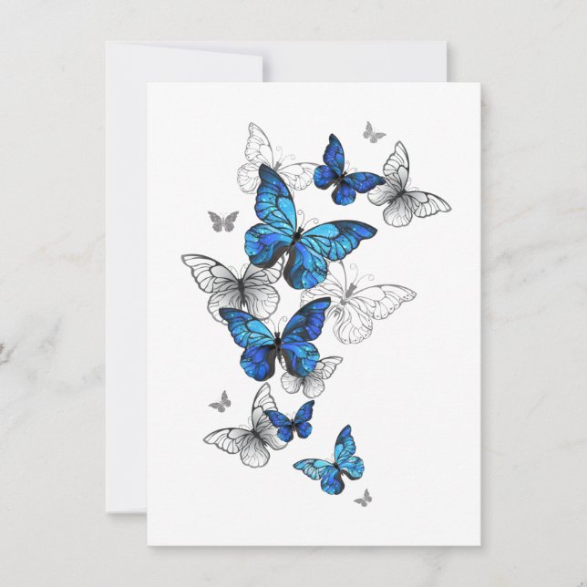 Blue Flying Butterflies Morpho Karte (Vorderseite)