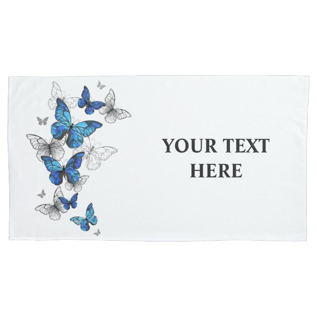 Blue Flying Butterflies Morpho Kissenbezug (Vorderseite-Links)