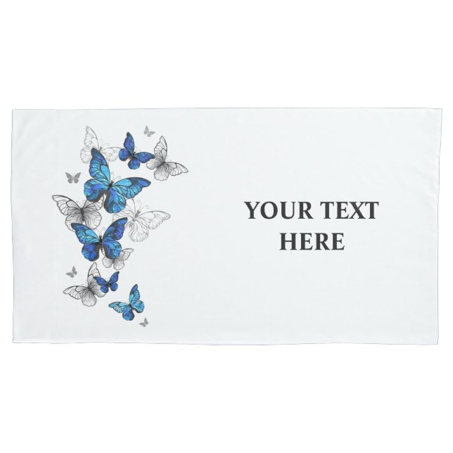 Blue Flying Butterflies Morpho Kissenbezug (Vorderseite)