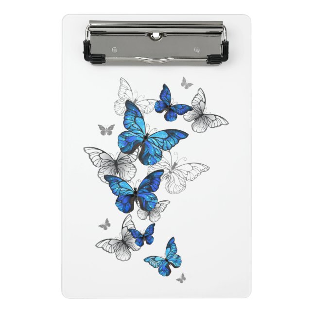 Blue Flying Butterflies Morpho Mini Klemmbrett (Vorderseite)