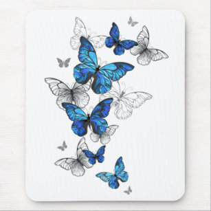 Blue Flying Butterflies Morpho Mousepad