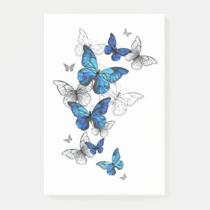 Blue Flying Butterflies Morpho Post-it Klebezettel