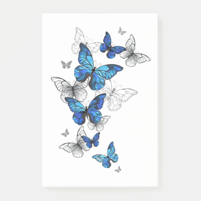 Blue Flying Butterflies Morpho Post-it Klebezettel (Vorderseite)