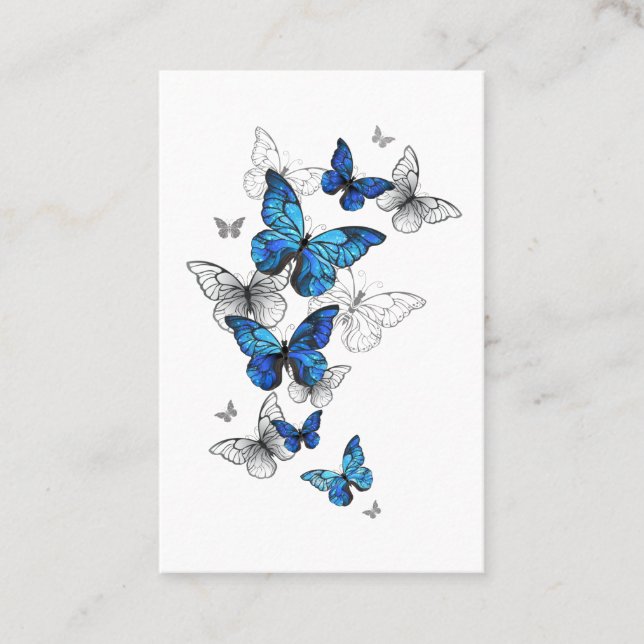 Blue Flying Butterflies Morpho Rabattkarte (Vorderseite)