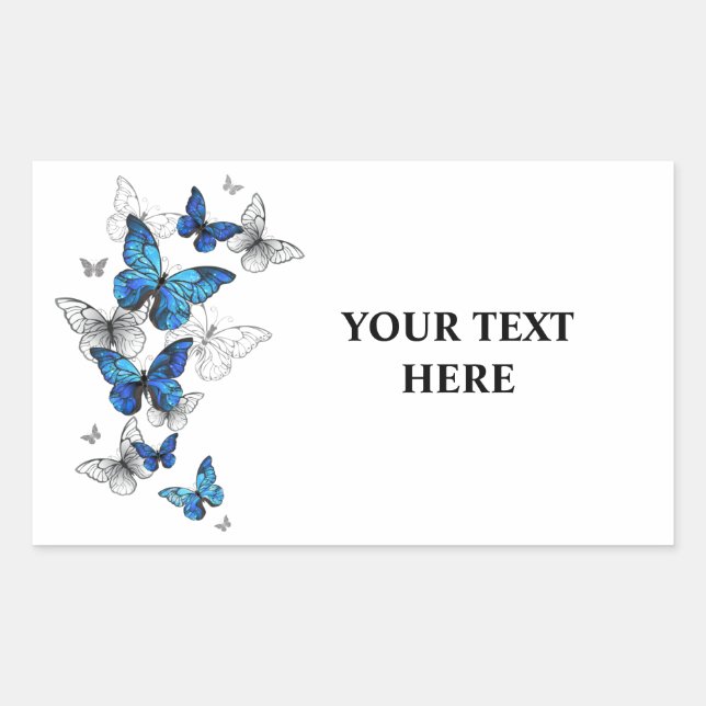Blue Flying Butterflies Morpho Rechteckiger Aufkleber (Vorderseite)