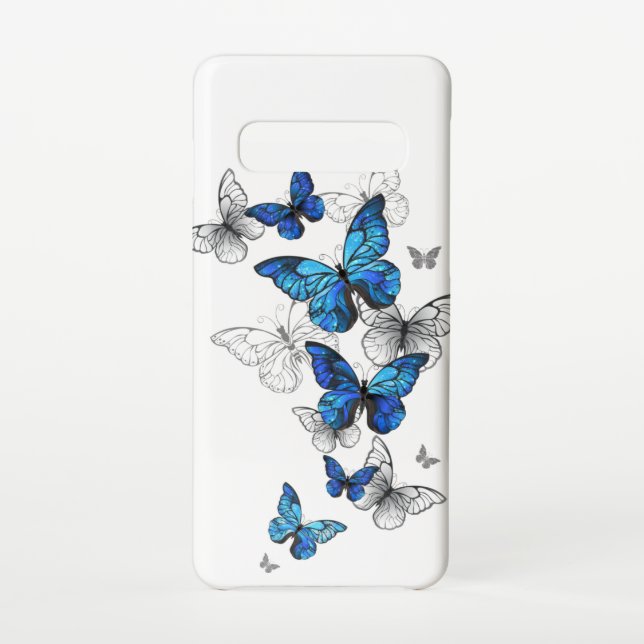 Blue Flying Butterflies Morpho Samsung Galaxy Hülle (Rückseite)