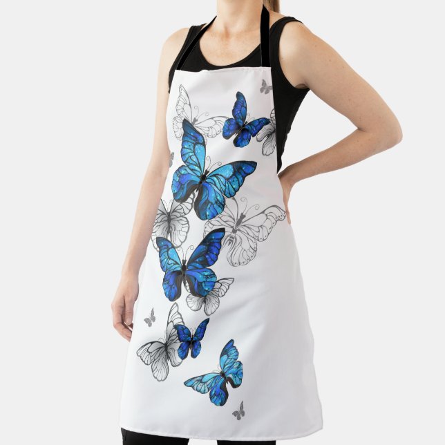 Blue Flying Butterflies Morpho Schürze (InSitu)