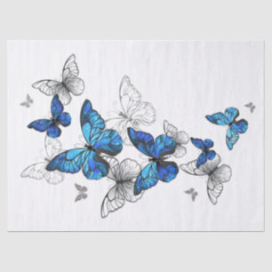 Blue Flying Butterflies Morpho Seidenpapier