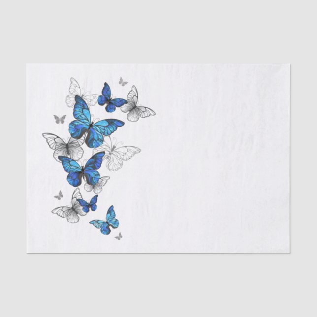 Blue Flying Butterflies Morpho Seidenpapier (Vorderseite)