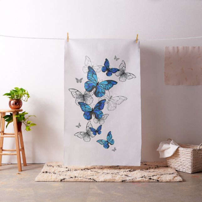 Blue Flying Butterflies Morpho Stoff (Beispiel)