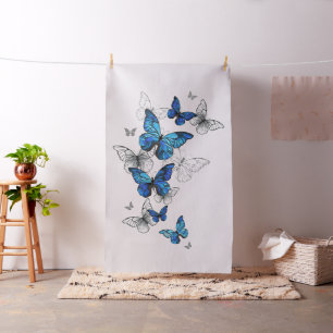 Blue Flying Butterflies Morpho Stoff