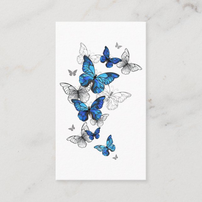 Blue Flying Butterflies Morpho Telefonnummerkarte (Vorderseite)