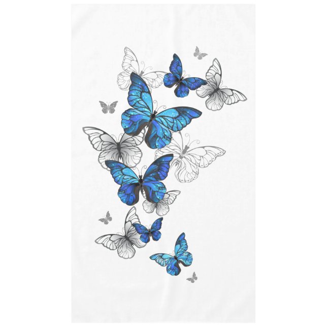 Blue Flying Butterflies Morpho Tischdecke (Vorderseite)
