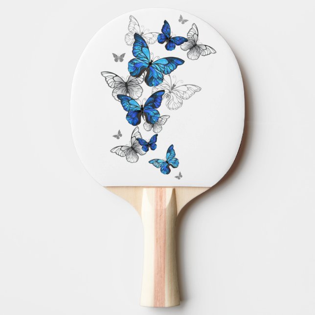 Blue Flying Butterflies Morpho Tischtennis Schläger (Vorderseite)