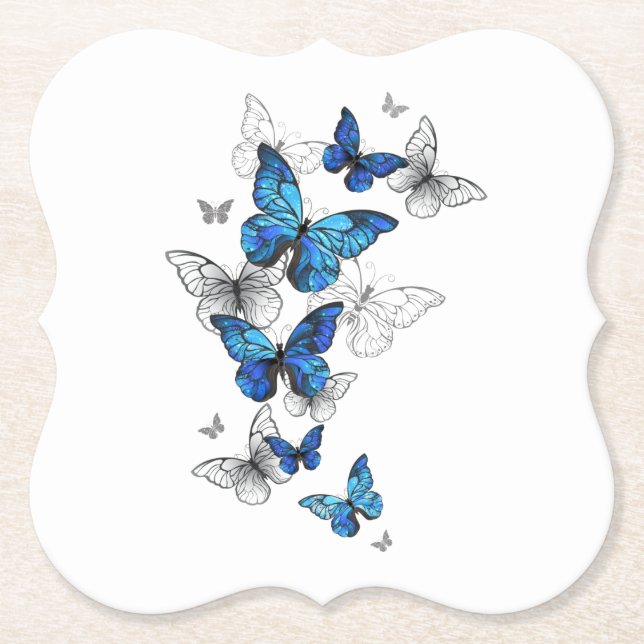 Blue Flying Butterflies Morpho Untersetzer (Vorderseite)