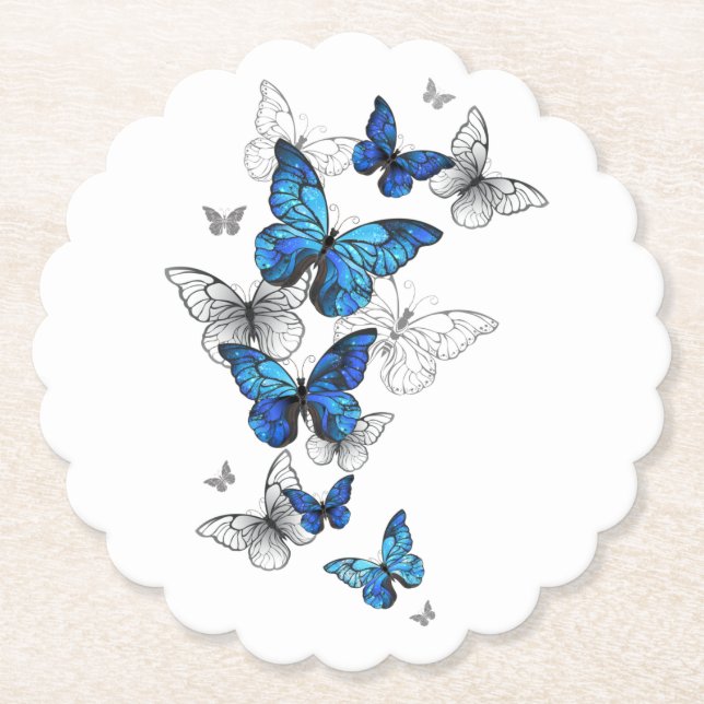 Blue Flying Butterflies Morpho Untersetzer (Vorderseite)