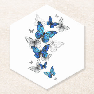 Blue Flying Butterflies Morpho Untersetzer