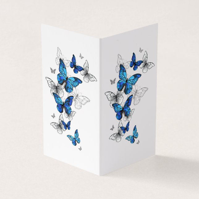 Blue Flying Butterflies Morpho Visitenkarten (Vorderseite)
