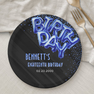 Blue Foil Balloons Geburtstag Pappteller