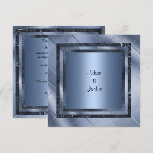 BLUE FOIL METALLIC FOIL LAYERED ELEGANT WEDD EINLADUNG
