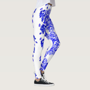 Blue Foliage Leggings