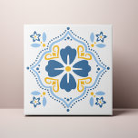 Blue Folk Blume Azulejo Fliese<br><div class="desc">Dekorieren Sie das Büro mit diesem Design der Blue Folk Blume. Sie können dies durch einen Klick auf "PERSONALISIEREN" weiter anpassen. Ändern Sie die Hintergrundfarbe,  wenn Sie möchten. Für weitere Fragen kontaktieren Sie uns bitte unter ThePaperieGarden@gmail.com.</div>