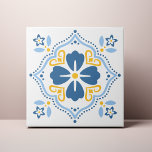 Blue Folk Blume Azulejo Fliese<br><div class="desc">Dekorieren Sie das Büro mit diesem Design der Blue Folk Blume. Sie können dies durch einen Klick auf "PERSONALISIEREN" weiter anpassen. Ändern Sie die Hintergrundfarbe, wenn Sie möchten. Für weitere Fragen kontaktieren Sie uns bitte unter ThePaperieGarden@gmail.com.</div>
