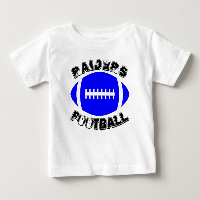 Blue Football Custom Team Name oder Text Game Day Baby T-shirt (Vorderseite)