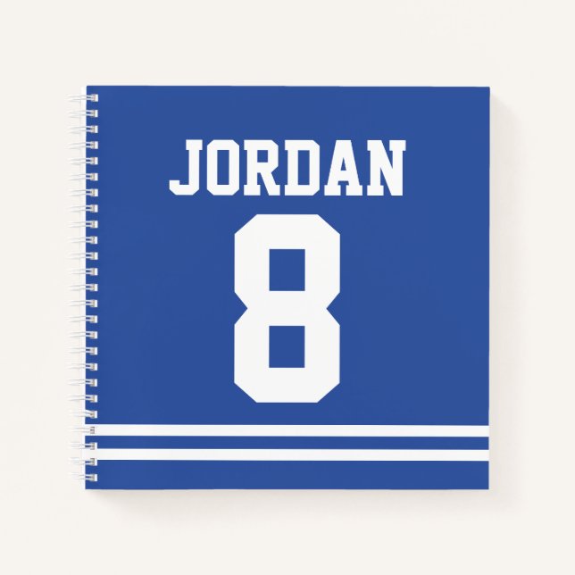 Blue Football Jersey mit Individuelle Name und Anz Notizbuch (Vorderseite)
