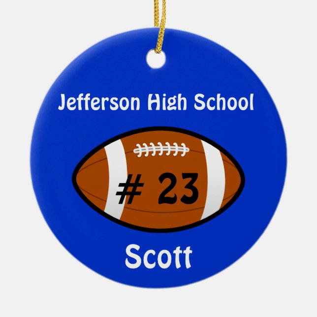 Blue Football Number Ornament (Vorne)