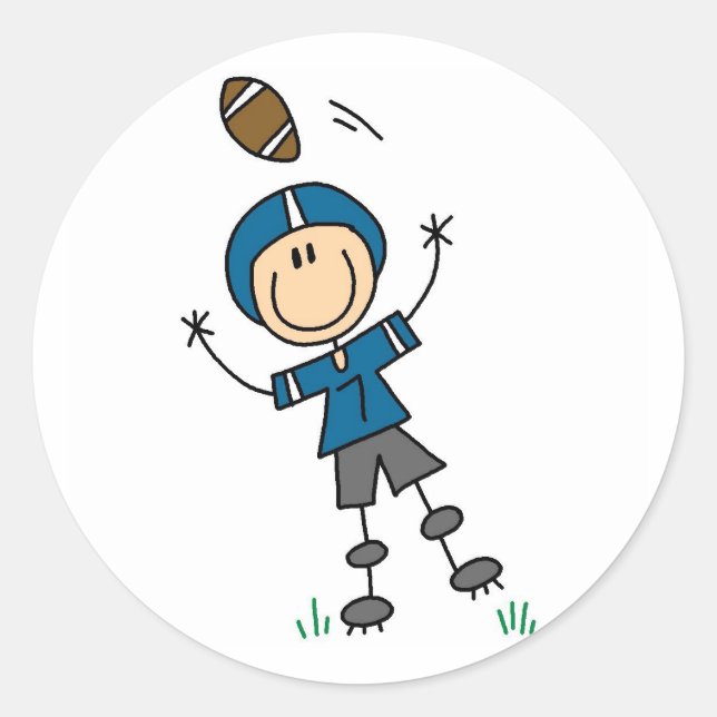 Blue Football Player Tshirts und Geschenke Runder Aufkleber (Vorderseite)