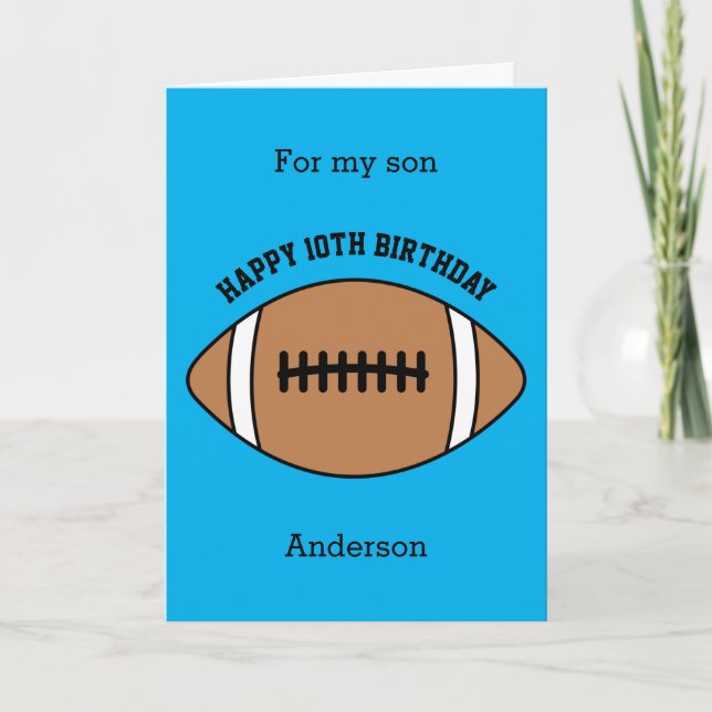 Blue Football Sport 10e carte d'anniversaire (Devant)