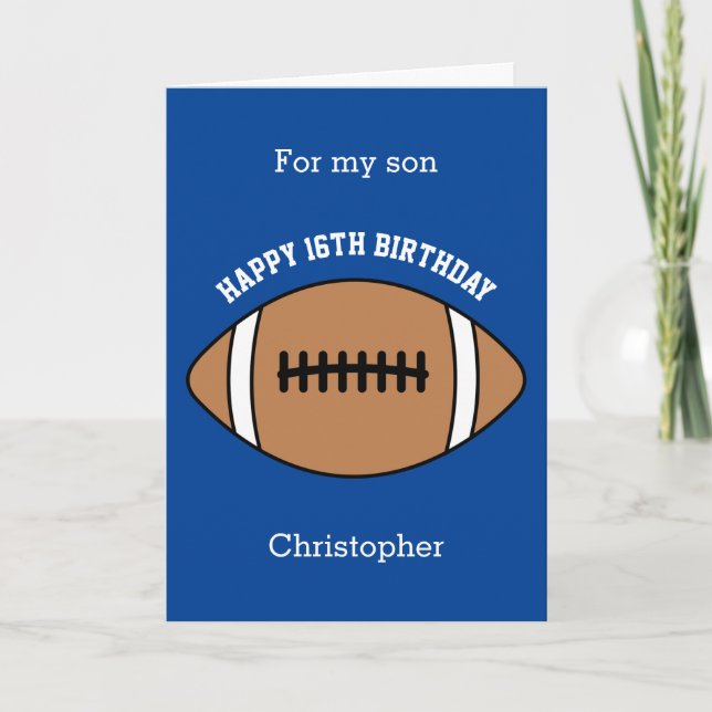 Blue Football Sport 16e carte d'anniversaire (Devant)