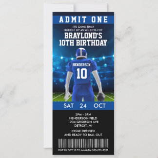Blue Football Ticket Einladung zum Geburtstag