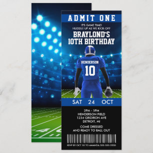 Blue Football Ticket Einladung zum Geburtstag