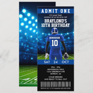 Blue Football Ticket Einladung zum Geburtstag