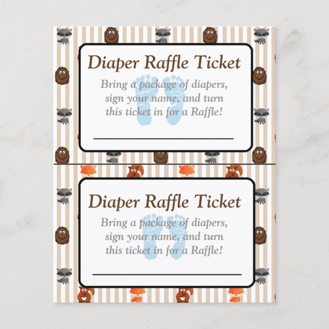 Blue Footprints Woodland Themed Baby Duschspiele Flyer (Vorne)
