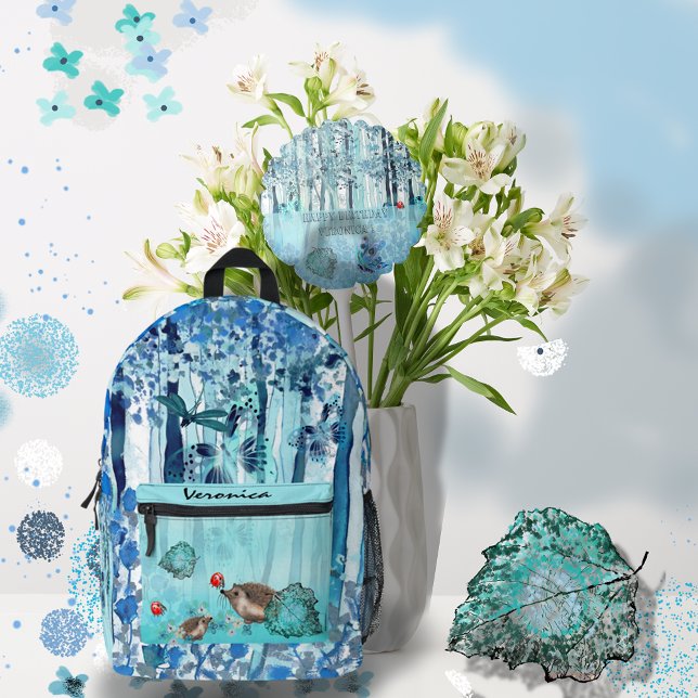 Blue Forest Igel Bedruckter Rucksack (Blue Forest Hedgehog Printed Backpack)