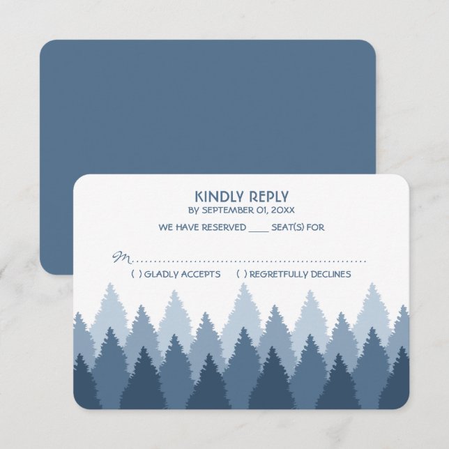 Blue Forest Range Woodland Wedding RSVP (Devant / Derrière)
