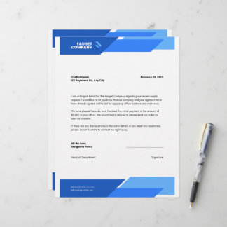 Blue Formal Company Letterhead Briefbogen