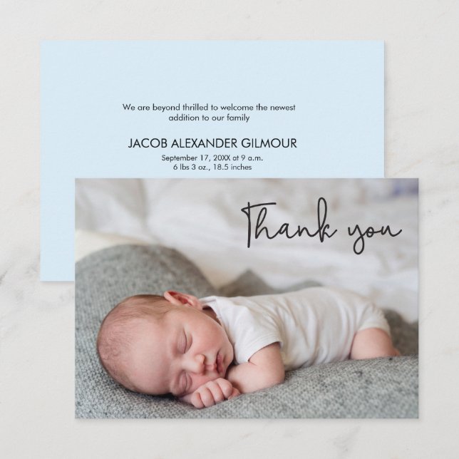 Blue Foto Baby Boy Dusche Stilvoll Danke (Vorne/Hinten)