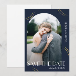 Blue Foto Big Typografy Wedding Save The Date