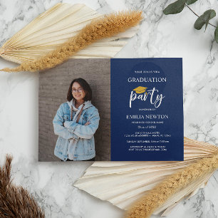 Blue Foto TASSEL Graduation Party Einladung