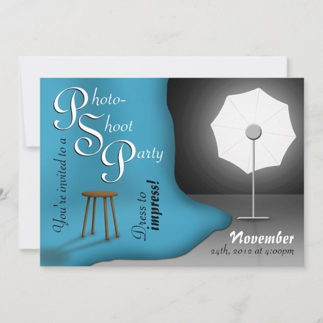 Blue Fotoshot Party Einladungen (Vorderseite)