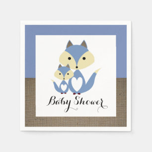 Blue Fox Burlap Baby Dusche Serviette