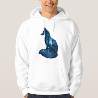 Blue Fox Double Exposure | Mondbeglückte Natur Kap Hoodie